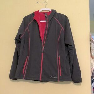 Eddie Bauer grey fleece lined zippered jacket, size XL.